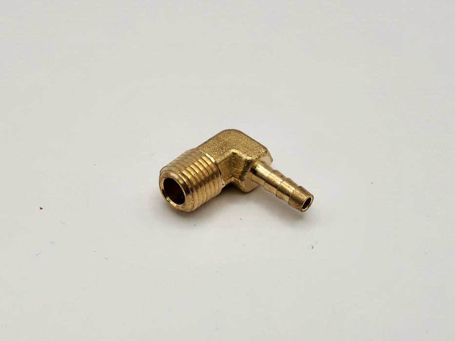 Fitting, Brass, Barb Elbow, 3/16" Hose x 1/4" Male NPT