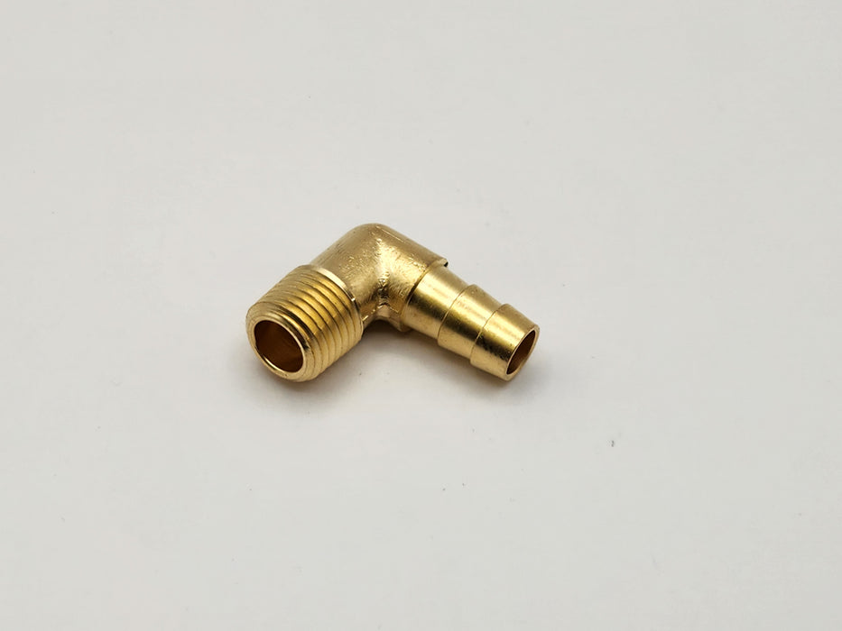 Fitting, Brass, Barb Elbow, 3/8" Hose x 1/4" Male NPT