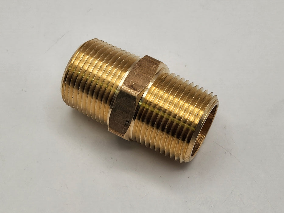 Fitting, Brass, Male Hex Nipple, 3/4" Male x 3/4" Male NPT