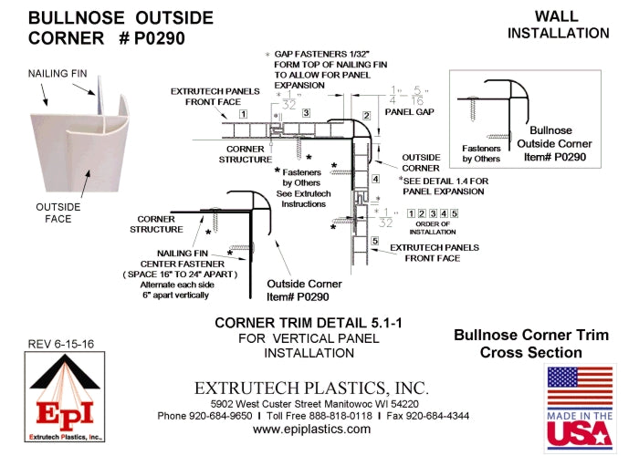 Extrutech Bullnose Outside Corner