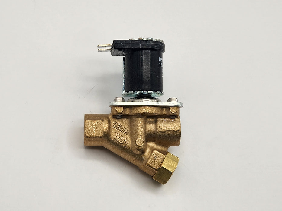 DEMA Brass Diaphragm Solenoid Valve, Normally Closed, 1/4" 125 PSI EPDM 12VDC Coil