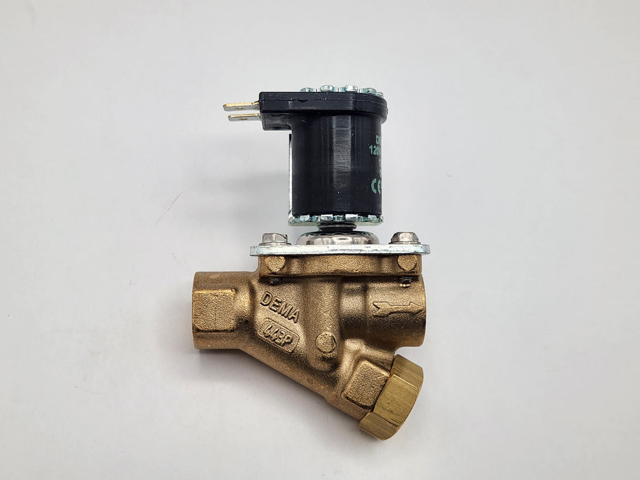 DEMA Brass Diaphragm Solenoid Valve, Normally Closed, 3/8" 125 PSI EPDM 120VAC Coil