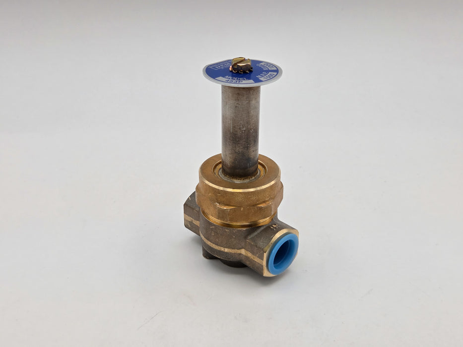 DEMA Brass High Pressure Solenoid Valve, SS Piston, Normally Closed, 3/8" 1200 PSI PTFE w/Nameplate, Less Coil