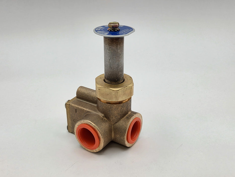 DEMA Brass High Pressure Solenoid Valve, SS Piston, Normally Closed, 1/2" 1200 PSI PTFE w/Nameplate, Less Coil