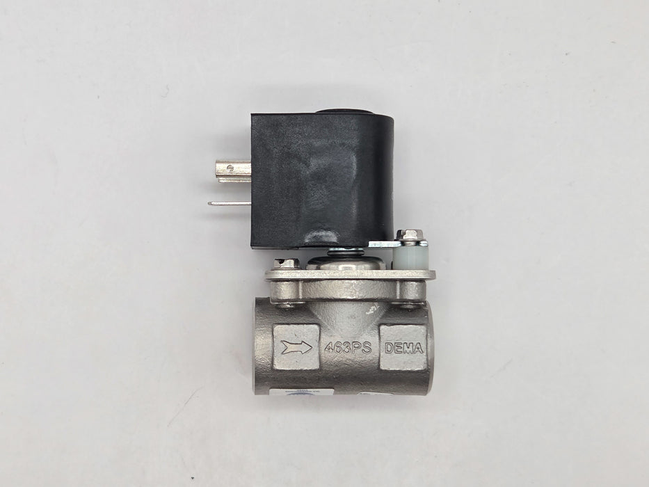 DEMA Stainless Steel Mini Diaphragm Solenoid Valve, Normally Closed, 3/8" 150 PSI EPDM 120VAC DIN Coil
