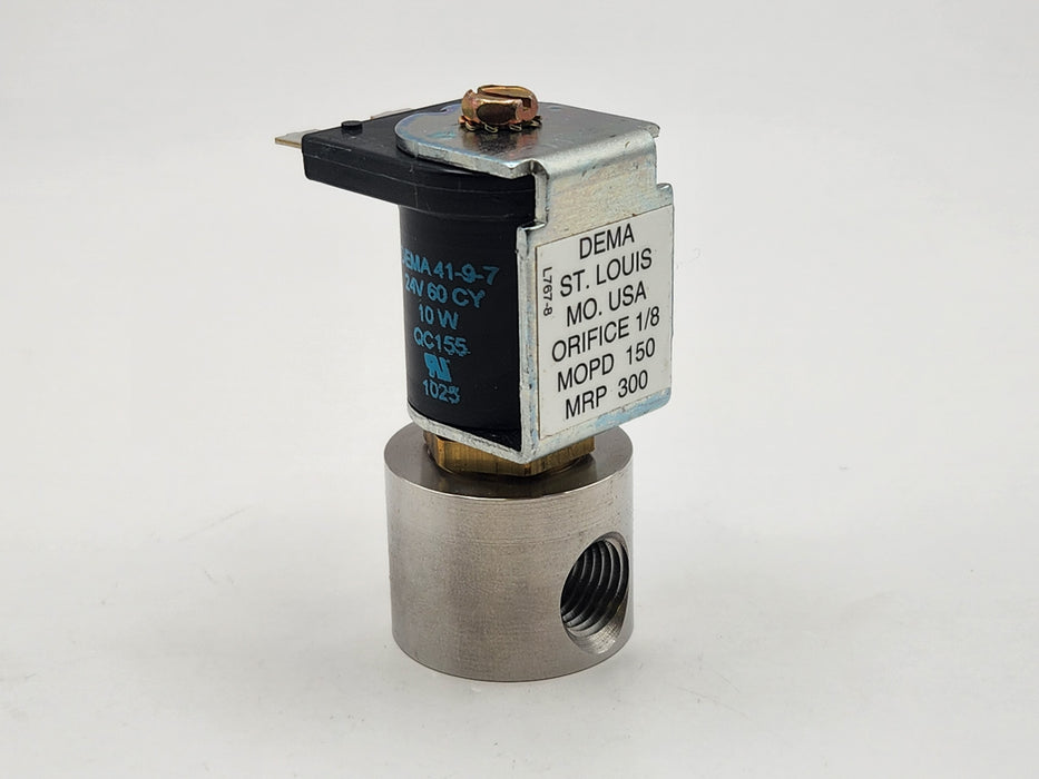 DEMA Stainless Steel Direct-Acting Solenoid Valve, Round, Normally  Closed, 1/4" 150 PSI Viton, 24VAC Coil