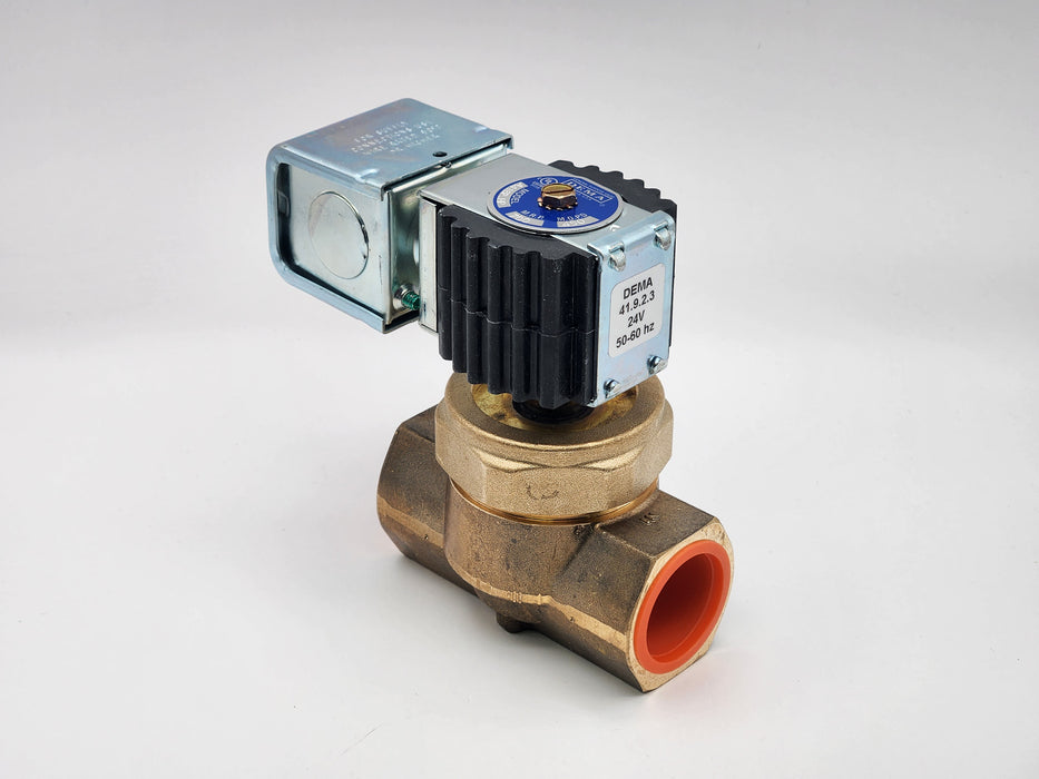DEMA Brass Pilot-Piston Solenoid Valve, Normally Closed, 1" 450 PSI PTFE, 24V AC Coil