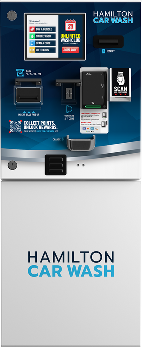 HAMILTON CMAABABABHAZZZZ Commander Paystation Kiosk w/Mars Cashflow Validator (USA), Microcoin 12 Coin Acceptor, US Quarter (11-8640) US Quarter, Barcode Scanner, Door and Body Wrap (Standard), ID Tech, Receipt Printer