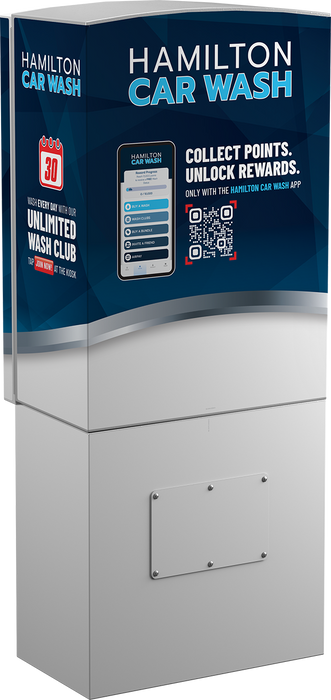 HAMILTON HTKEFCCAYFBKZZZ HTK Paystation Kiosk, Brick-In Cabinet, XE Validator (USA), Two 4800 Capacity US Quarter Hoppers, Dual Bill Dispensers, Door Wrap (Std), Std Controller, IDTech 6800 and Receipt Printer