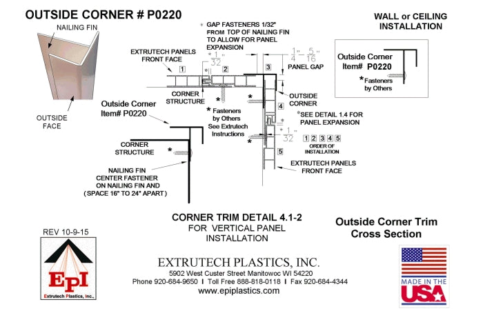 Extrutech 1/2" 90 Degree Outside Corner