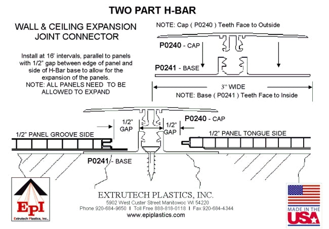 Extrutech Two-Part H-Bar Base, White