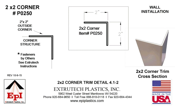 Extrutech 2" x 2" Corner