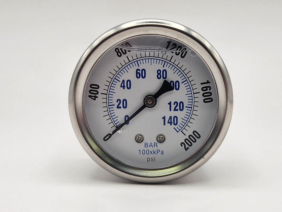 PDQ 25111 GAUGE,PRES,0-2000PSI,1/4MPT,CBM,LIQ,2.5"