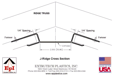 Extrutech 1/2" J-Ridge Trim, White